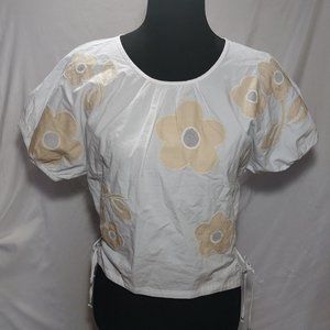 Madewell Embroidered Floral Poplin Cutout Shirt size Small NEW